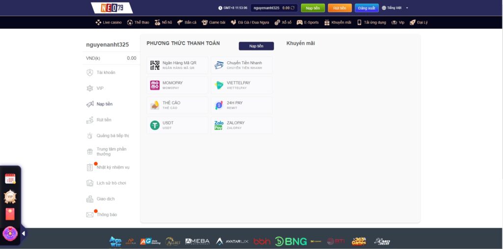 Những cách nạp tiền Neo79 cơ bản
